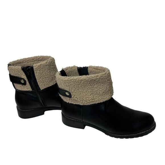 Style and Co black and brown faux fur booties women’s size 6M - Picture 2 of 6
